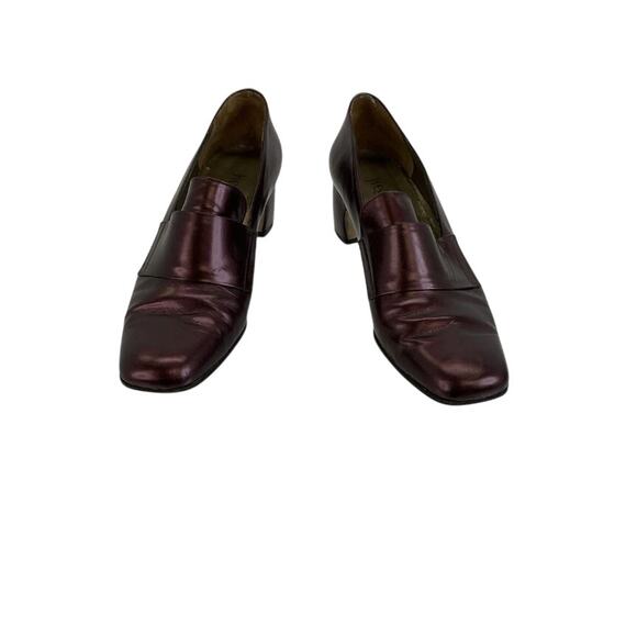 Vintage Metallic Oxblood YSL Burgundy Leather Loafers Made in Italy 8.5M - Picture 7 of 8